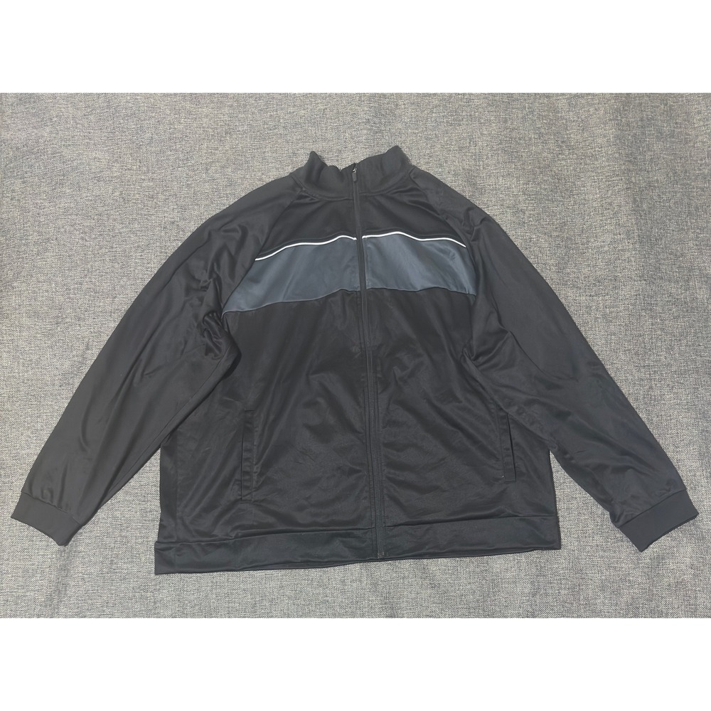 Athletic Works Mens 3XL Track Jacket Black Gray Full Zip Activewear